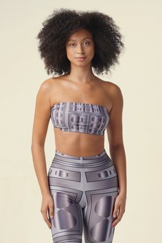 Athleisure Wear at its finest, featuring artist Sharon A. Keyser’s original Infinity design in Bronze. The Collection debuted on the runway for New York Fashion Week and sports a modern Bomber Jacket, Bandeau Top, Leggings and matching Canvas Lace-Up Sneakers. The garments are comfortable, casual and easy to wear, with an upscale visual appeal that makes them perfect for even non-athletic social settings. Each item is sold separately. Bandeau Top: Slinky Matte Lycra Form-fitting Fully Lined Prov Infinity Design, Athleisure Wear, Bandeau Top, Featured Artist, New York Fashion Week, New York Fashion, Athleisure, Strapless Top, Bomber Jacket