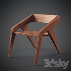 the wooden chair is designed to look like it has been made out of wood and sits on