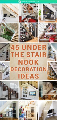 the stairs and staircases in this house are all decorated with different types of decor