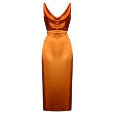 Kamea Tawny Brown Satin Draped Front Open Back Midi Dress | UNDRESS | Wolf & Badger Satin Copper Bridesmaid Dresses, Terracotta Maxi Dress, Orange Silk Midi Dress For Evening, Chic Orange Silk Dress, Elegant Orange Silk Dress, Elegant Orange Maxi Dress For Date Night, Elegant Orange Evening Slip Dress, Orange Silk Midi Dress For Party, Elegant Orange Slip Dress For Party