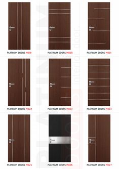 different types of doors with names and numbers on the front, side, and back