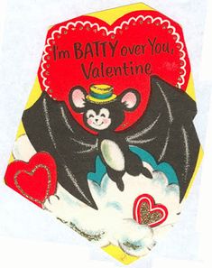 a batty over you valentine sticker with a heart on the bottom and an angel above it