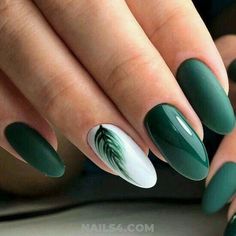 90 + Perfekte Nail Art Designs und Farben für den Sommer nailssummer Dark Green Nails, Popular Nail Art, Green Nail Art, Tropical Nails, September Nails, Cute Gel Nails, Popular Nails, Nagel Inspo, Cat Kuku