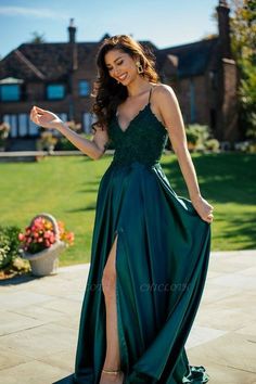 ZY215 Simple Evening Dresses Green Prom Dresses Long Cheap Green Prom Dress Long, Simple Evening Dress, Green Lace Top, Ruffle Prom Dress, Spaghetti Strap Prom Dress, Prom Dresses Sleeveless, Teen Fiction, Pretty Prom Dresses