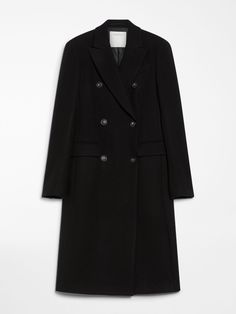 Find MAX MARA Double-breasted Cashmere-blend Coat on Editorialist. Double-breasted coat made of wool and cashmere double drap. The cut is inspired by menswear with peak lapels, visible buttoning and side welt pockets with flap. Internal lining and a centre-back vent complete the design. Double Breasted Coat, Coat Black, Outerwear Coats, Lapel Collar, Max Mara, Black Coat, Welt Pockets, Welt Pocket, Double Breasted