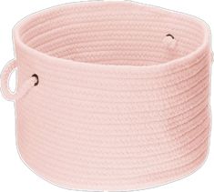 a pink rope basket with two handles