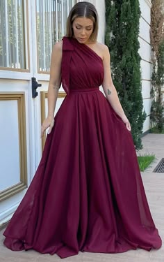 Formal Dresses Burgundy, Burgundy Formal Dresses, Glamour Closet, Prom Dresses One Shoulder, Burgundy Formal Dress, Burgundy Evening Dress, Dresses Burgundy, One Shoulder Bridesmaid Dresses