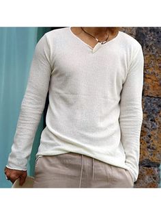 Men Long Sleeve T-shirts, Men's Knitted Sweater Top Long Sleeve Knit T-shirt For Winter, Knit Long Sleeve T-shirt For Winter, Winter Knit Long Sleeve T-shirt, Casual Knit T-shirt For Winter, Men Linen Shirt, Mens Knit Sweater, Streetwear Jeans, Linen Shirts, Spring Shorts