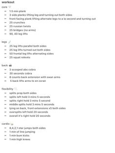 the workout plan is shown with instructions for each individual to use in this exercise routine