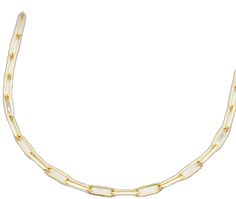 White Link Necklace With Gold Chain, White Delicate Chain Necklace For Everyday, Chic Necklace With Delicate Oval Link Chain, Chic Necklaces With Delicate Oval Link Chain, White Delicate Chain Necklace For Layering, Dainty White Charm Necklace With Cable Chain, Everyday White Delicate Chain Necklace, Chic White Paperclip Chain Necklace, Everyday White Cable Chain Necklace