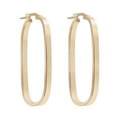 Yellow Gold Rectangle Hoop Earrings. Luxury Classic Rectangular Hoop Earrings, Retail Jewelry, Fine Gold Jewelry, Gold Box, White Gold Earrings, Body Jewellery, Gorgeous Jewelry, Stone Earrings, Jewelry Stores