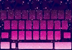 a computer keyboard covered in pink glitters on a purple background with space for text