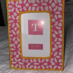 Two’s Company Pink White And Yellow Beaded Frame 4x6 Slight Imperfection At Top Missing A Few Beads. Beaded Frame, Bead Frame, Home Accents, Pink White, Picture Frames, Im Not Perfect, Beads, Yellow, Frame