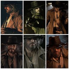 six different images of the characters in the movie, including one with long hair and beards