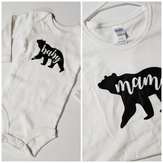 New (Nwot) Carter's Long-Sleeved Infant Bodysuit In Size Nb (Newborn) With Vinyl "Baby Bear" Design And Gildan Heavy Cotton Ladies Large T-Shirt With "Mama Bear" Design. Mama Bear Design, Mama Bear Baby Bear, Bear Design, Baby Bear, Mama Bear, Baby Bodysuit, Matching Sets, Heavy Cotton, Kids Shop