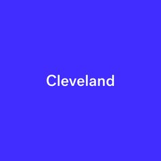 the word cleveland in white on a purple background with an orange and blue stripe at the bottom