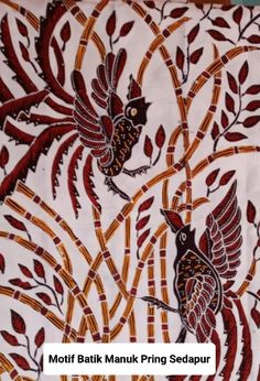 an intricately designed fabric with birds on it