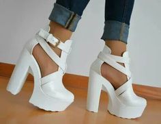 Pleaser Heels, Cute Shoes Heels, White High Heels, Platform Flip Flops, White Wedges, Girly Shoes, White Heels, Casual Heels, Cute Shoes