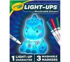 crayon light - up unicorn with markers and marker pens, 3 count each