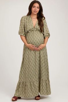 Olive Deep V-Neck Short Puff Sleeve Ruffle Maternity Maxi Dress– PinkBlush V Neck Maternity Dress, Flowy V-neck Maternity Maxi Dress, Flowy V-neck Maxi Dress For Maternity, Tiered Ruffle Maternity Maxi Dress, Bohemian Maternity Maxi Dress With V-neck, Bohemian V-neck Maxi Dress For Maternity, Maternity Maxi Dress With Ruffles, Flowy Maternity Dress With Ruffles And Short Sleeves, Maxi Length Maternity Dress With Ruffles