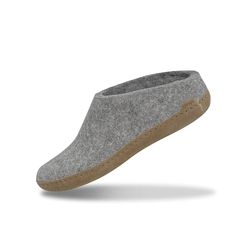 Slip-on with leather sole - Grey – glerups.com Grey Slippers, Best Slippers, Wool Shoes, Felt Shoes, Comfy Slippers, Clogs Style, Wool Slippers, Felted Slippers, Heel Caps