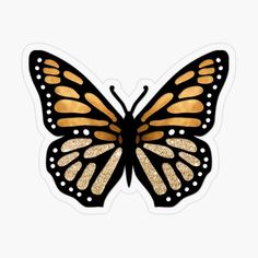 a gold and black butterfly sticker