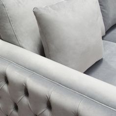 Platinum Grey Velvet Loveseat With Silver Metal Trim Sofas & Loveseats LOOMLAN By Diamond Sofa 3 Piece Sectional Sofa, Tommy Bahama Furniture, Mirror Headboard, Headboard Cover, Tufted Bed, Velvet Loveseat, Modern Loveseat, Lexington Furniture, Platinum Grey