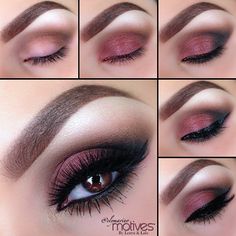 Machiaj Smokey Eyes, Eyeshadow Tutorial For Beginners, Bentuk Alis, Mekap Mata, Red Eyeshadow, Smink Inspiration, Makeup Tricks, Eyeshadow Tutorial