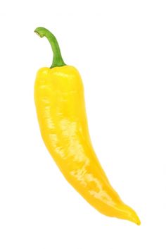 a yellow pepper is shown on a white background with clippings to the side