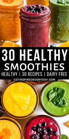 healthy smoothies with the title overlay that reads 30 healthy smoothies