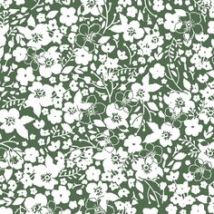 a green and white floral pattern