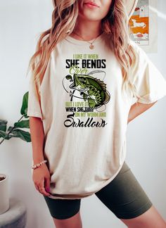 I Like When She Bends Over But I Love It When She Tugs On My Worm And Swallows,  Funny  Fishing Shirt, Fishing Lover, Fisherman Gift ♥ HOW TO ORDER T-SHIRT ♥ 1- Please, Check and Review all Photos.,  2- Choose your size from the drop-down menu and add each shirt to your cart one at a time. 3- Select Your Shirt Color from Drop-down 2 which is Shirt Color. 4- Choose Your TEXT Color. Please add your text color on to the personalization box. 5- Your shipping will automatically combine when ordering multiples. 6- Checkout out all at once when the correct color and qty has been added. 7- Finally, Your Custom Shirt will be ready to ship 1-3 Business Day. Holiday times may affect the handling times. -Our shirts are made to order specially for you. Because of this reason we don't accept returns or Fall Graphic, Shamrock Shirt, Lucky Shirt, Ghost Shirt, Mama Shirts, St Patrick Day Shirts, Boho Fall, Drinking Shirts, Fall Shirt