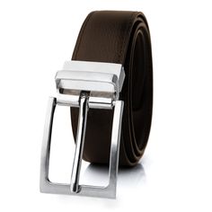 One belt equal two: with a rotating solid buckle making it easy to reverse the belt from one side to the other side. You can change color from black or brown. 7 Different sizes to choose: XS (30), S (32), M (34), L (36), XL (38), XXL (40), XXXL (42) Material: quality genuine leather Belt is 1.30” wide This two side belt style can match jeans, shorts, slacks, dresses and any other pants Side Belt, Belt Style, Genuine Leather Belt, The Other Side, Jeans Shorts, Leather Belt, Color Change, Genuine Leather, Buckle