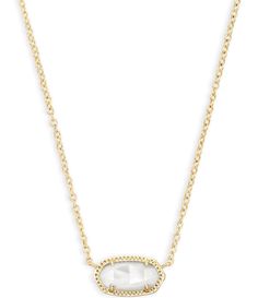 From Kendra Scott&#x2C; this necklace features:A dainty stone and delicate metallic chain combine to create the Elisa Pendant Necklace&#x2C; your new favorite wear-anywhere accessory. This pendant necklace can be paired with any look&#x2C; providing that extra touch of timeless style. Make the Elisa Gold Necklace a staple in your wardrobe and you will not be disappointed.Pendant necklace14k gold plated over brassLobster claw closureapprox. 0.63&q Every Jewels Necklaces Stack, Gold And White Necklace, Necleses Gold, Every Jewels Necklaces, Gold Kendra Scott Necklace, Kendra Scott Necklace June Birthstone, Kendra Scott Birthstone Necklace, Kendra Scott Necklace April Birthstone, White Kendra Scott Necklace