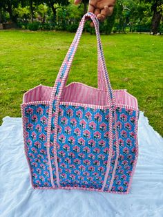 Floral Handprinted Large Quilted Tote Bags Boho Overnight Weekender Beach Tote Bag Eco Friendly Shopping Grocery Travel Bags for Women - Etsy Beach Tote Bag, Quilted Tote Bags, Travel Bags For Women, Beach Tote Bags, Beach Tote, Hand Print, Travel Bags, Tote Bags, Bags For Women