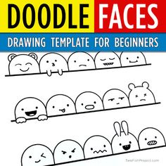 doodle faces drawing templates for beginners with the title, how to draw doodles