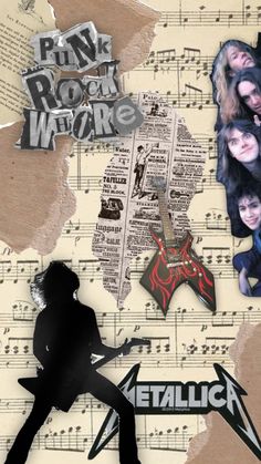 a collage of music related images and words