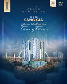 an advertisement for the song ga, featuring skyscrapers in blue and white with gold lettering