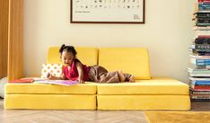 The Original Nugget Play Couch In Lemonade | Nugget® Yellow Nugget Couch, Fun Couch, Nugget Couch, Reading My Tea Leaves, Play Couch, Triangle Pillow, Popular Now, Amazon Buy