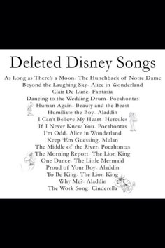 the cover art for delected disney songs