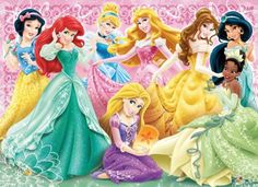 the disney princesses are all dressed up in their beautiful dresses and tiara outfits