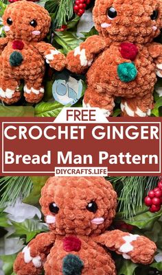 crochet ginger bread man pattern with text overlay