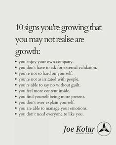 an advertisement with the words 10 signs you're growing that you may not release are growth