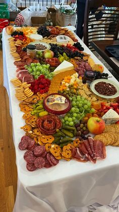 a long table with many different types of food on it