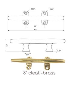 the 8 inch long brass door handle is shown in three different sizes and widths