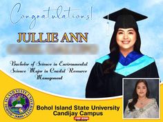 an image of julia ann from the bohol island state university campus graduation announcement card