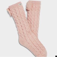 New With Tag Ugg Chunky Cable Knit In Glittering Pink Plush Fleece Lining No Trades Underconsumption Core, Ugg Scarf, Ugg Socks, Ugg Earmuffs, Rain Boot Socks, Ugg Gloves, Tall Boot Socks, Fur Pom Pom Beanie, Ugg Store