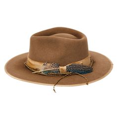 A timeless statement piece, SHERMAN is crafted from wool felt and features a polyester ribbon with feather insert, cactus pin, and three braided chords. With its 3-inch flat brim and signature Stampede Collection design, SHERMAN offers an elevated look that is sure to stand out. Hat Customization, Bohemian Hats, Mens Hats Fashion, Mens Hats, Flat Brim Hat, Rancher Hat, Hats Fashion, Boho Hat, Collection Design