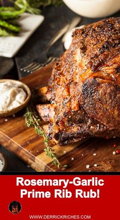 rosemary garlic prime rib rub on a cutting board