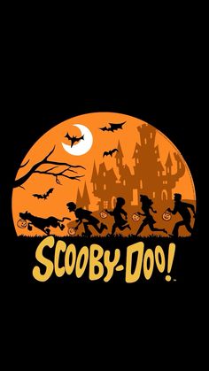 an image of a halloween scene with the words scooby - doo on it